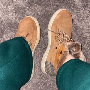 Bobs Tan Suede Fur-Lined Boots